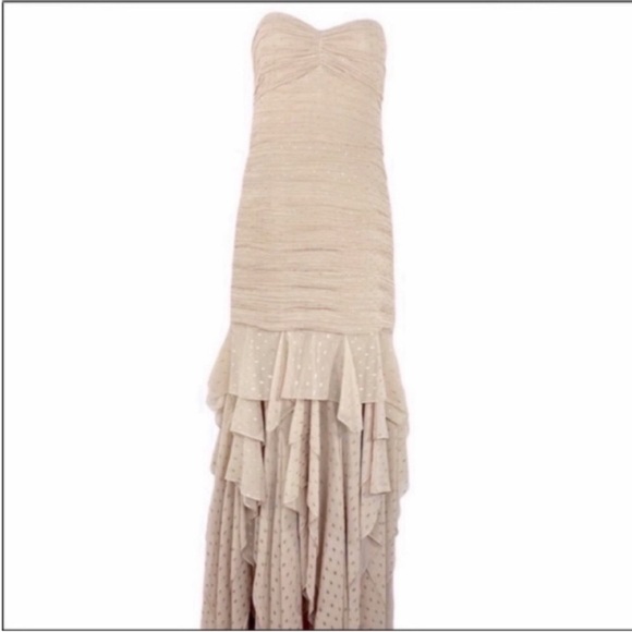 HALSTON HERITAGE Sweetheart Strapless Ruffle Metallic Dress NEW - Picture 6 of 13